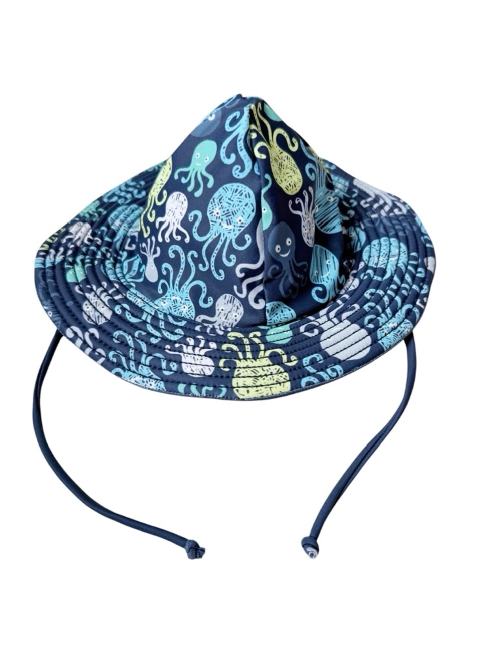 Shark Patrol Kids Sun Hat Navy Octopus Print Size 2T